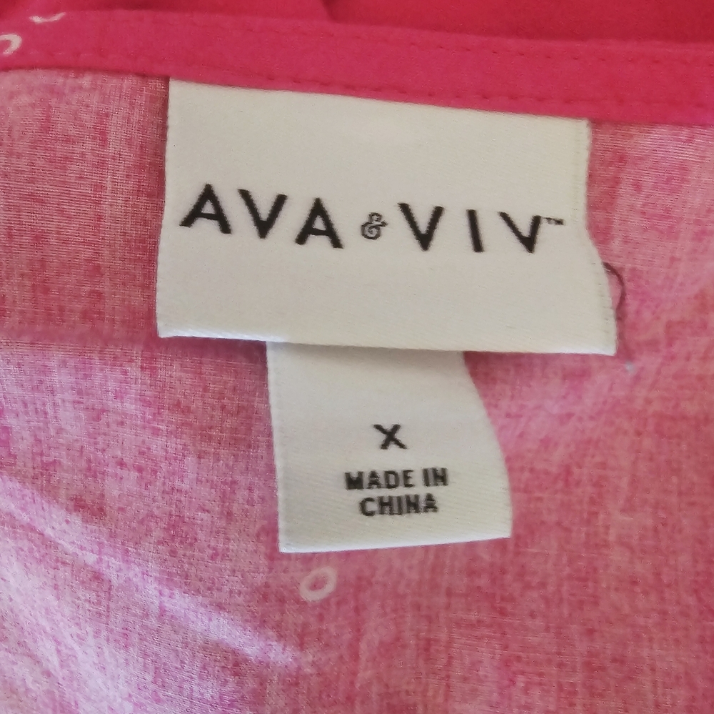 Ava & Viv Pink 3/4 Sleeve Relaxed Blouse - Picture 2 of 2